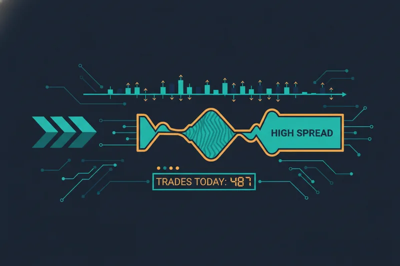 Illustration of high-frequency entries and exits in scalping and the impact of spreads
