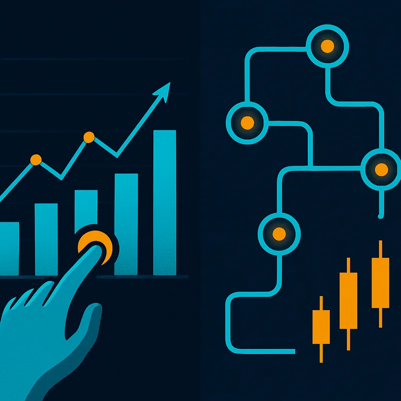 Visual comparison between manual and automated trading