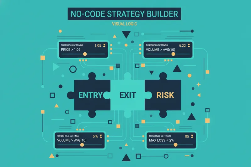 Concept diagram of a no-code builder with connected condition blocks