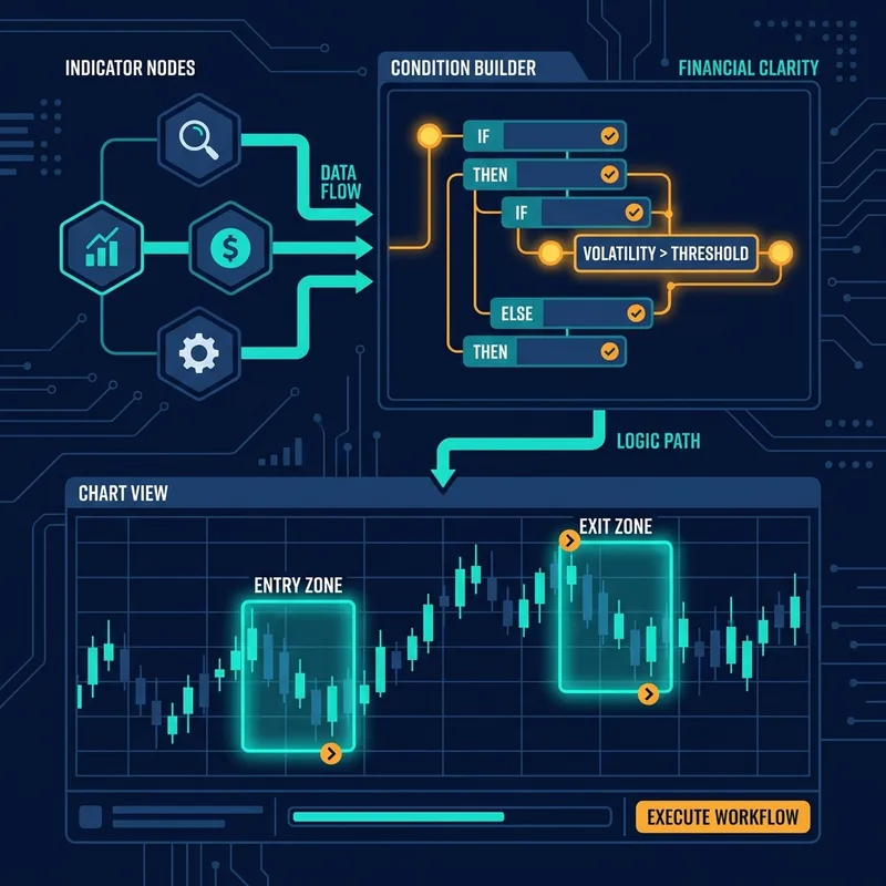 No-code flow to define conditions and see where they trigger on the chart