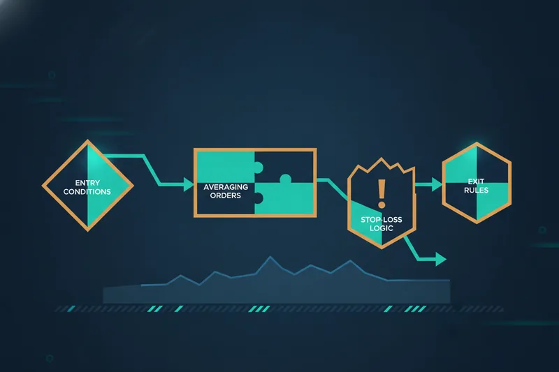 Illustration of a visual deal map with entry, averaging, exit, and stop-loss