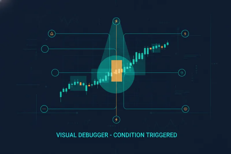 Illustration of the visual debugger showing zones where a condition was triggered and almost triggered.