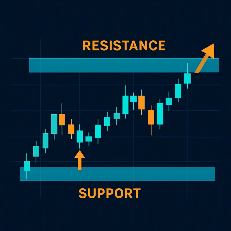 Support and resistance as zones where price reacts
