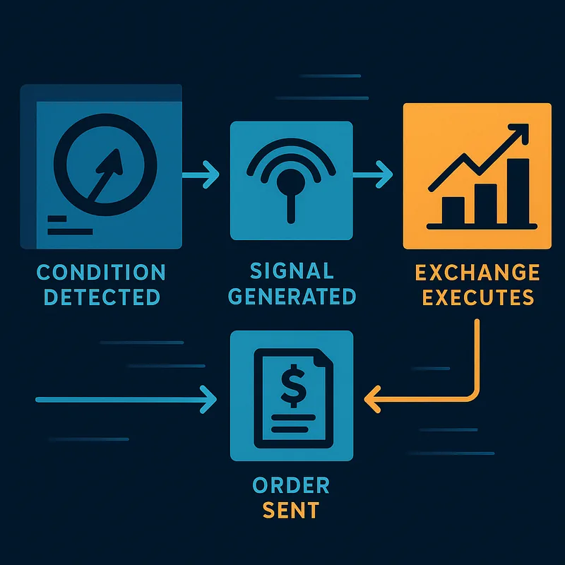 Condition to signal flow and order execution in a bot