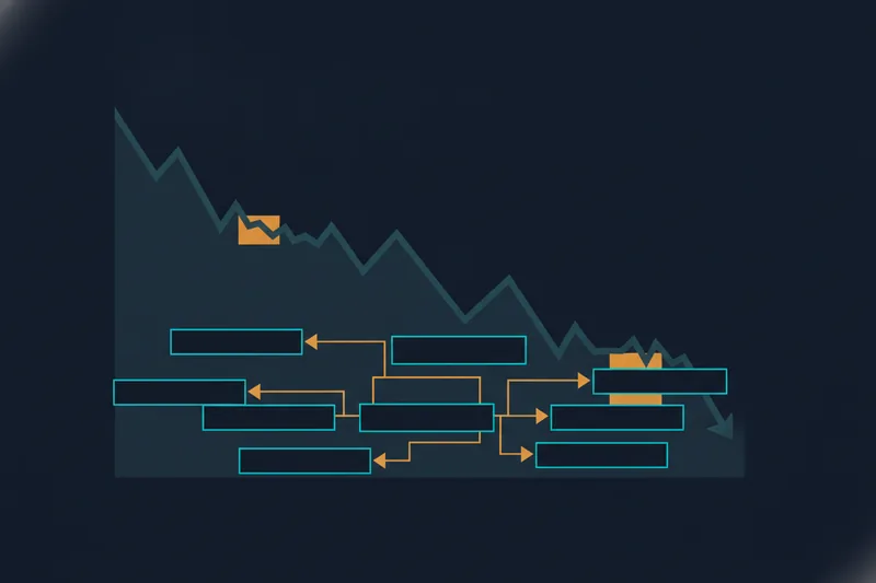 Bear market chart with highlighted rule triggers for systematic trading