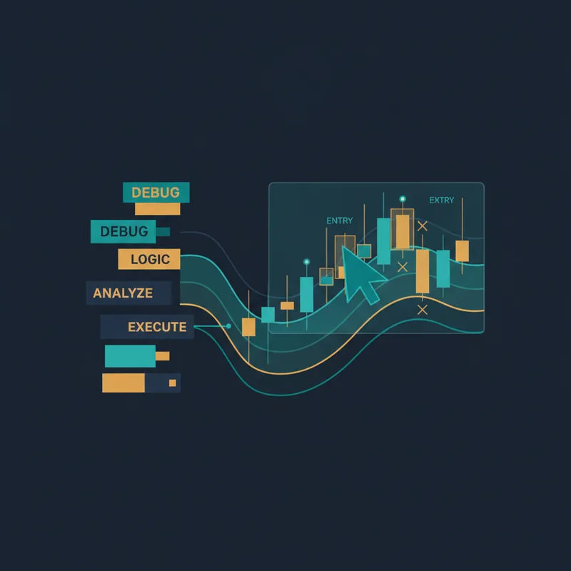 Visual debugger that overlays rule triggers on the chart