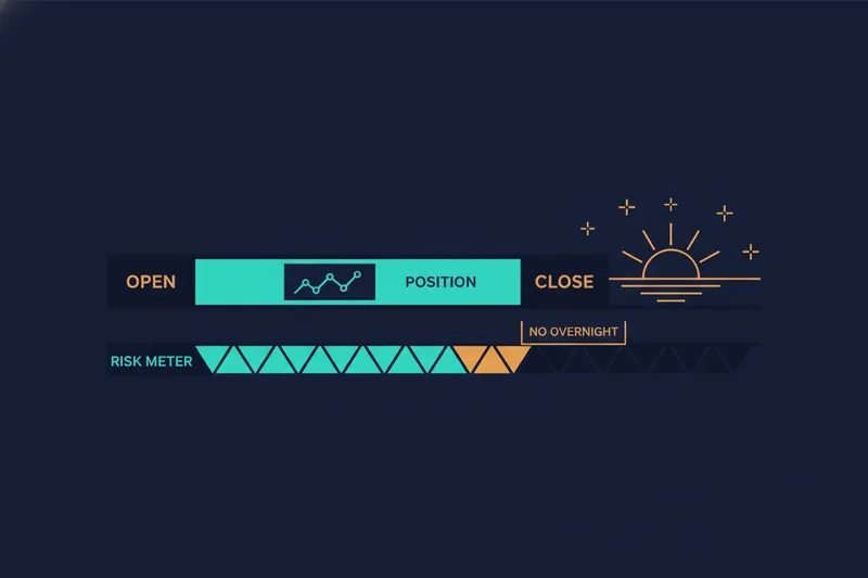 Illustration showing that day trading must open and close positions within the same trading session