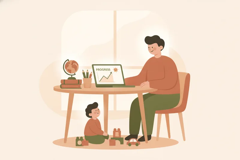 Parent reviewing a child’s language progress in a calm home setting