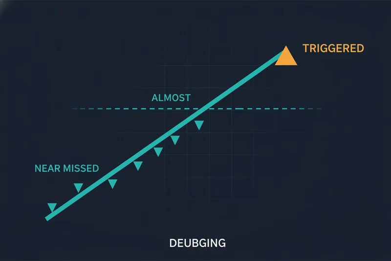 Visualization of near-trigger versus actual trigger of a condition