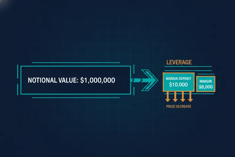 Explanation of the difference between margin and notional value for futures leverage and risk