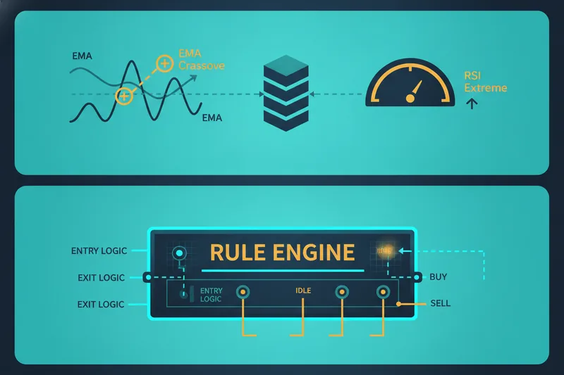 Visual comparison between an indicator signal and a strategy rule