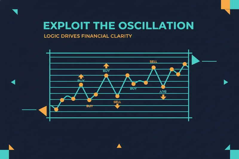 Illustration of a chart with grid levels and alternating buy and sell orders