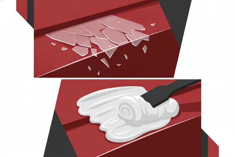 Hot und Cold Glue Rückstände auf einer Fahrzeugkarosserie im Vergleich