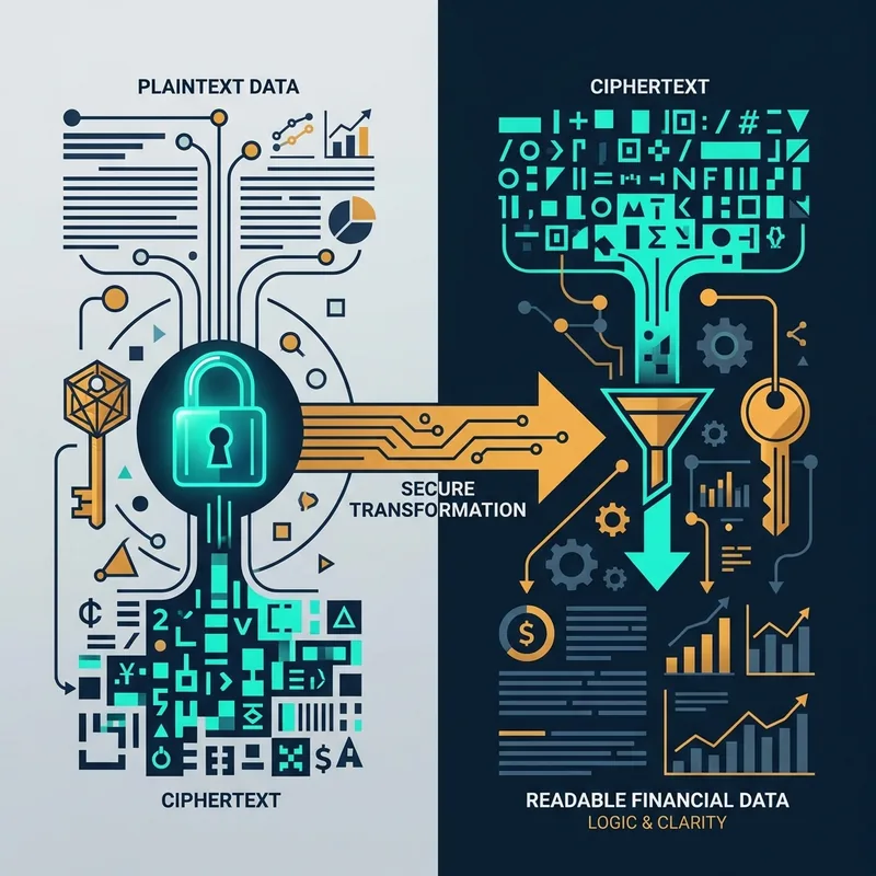 Ilustración de un sistema cripto: datos en claro, cifrado y descifrado