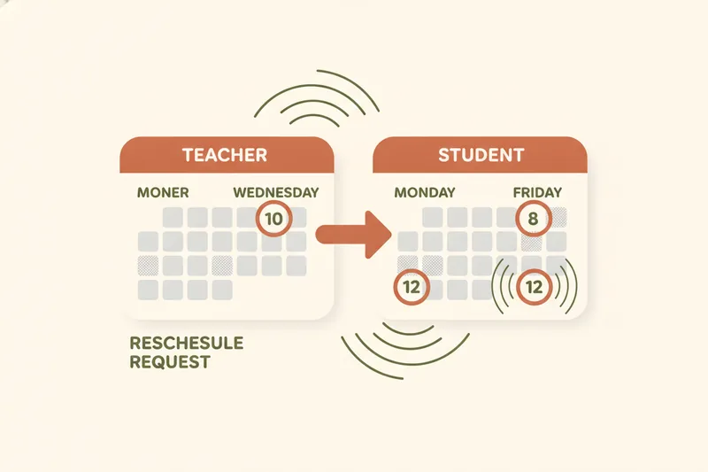 Rescheduling lessons with a shared calendar in sync