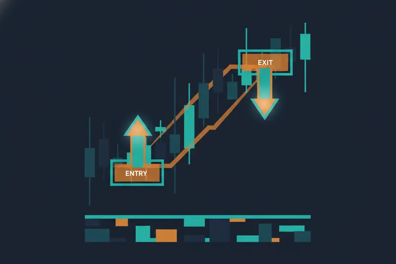 Trading strategy rules showing entry and exit zones on a chart