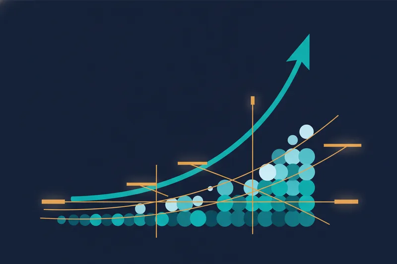 Scene with parabolic price growth and a heat map of bubble market