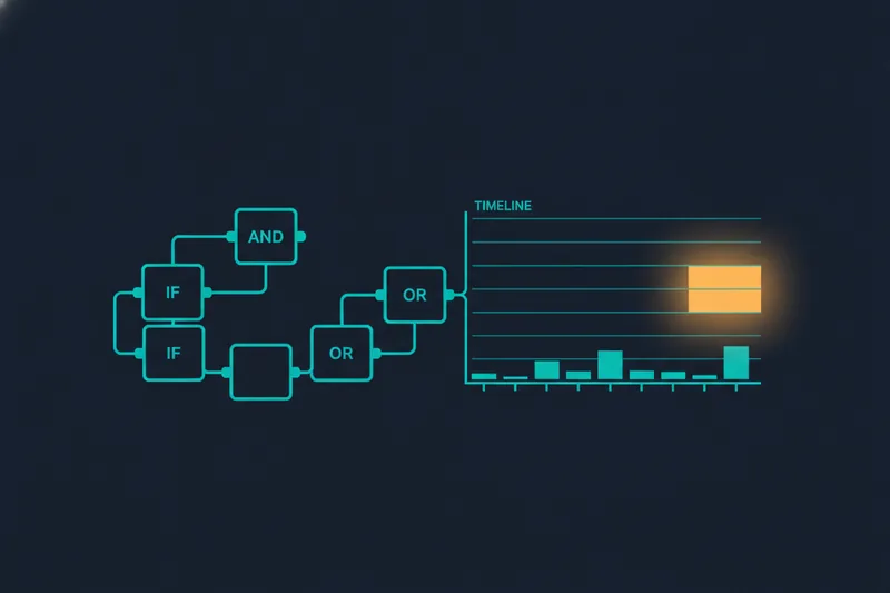 No-code logic diagram that converts pattern rules into executable conditions