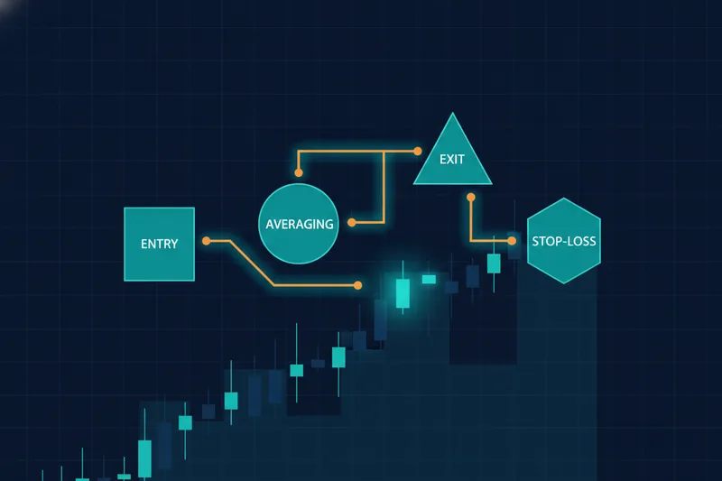 可视化交易流程图：入口、加仓、出场与止损的连接节点