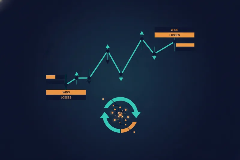 Backtesting results with marked entries and exits on the chart