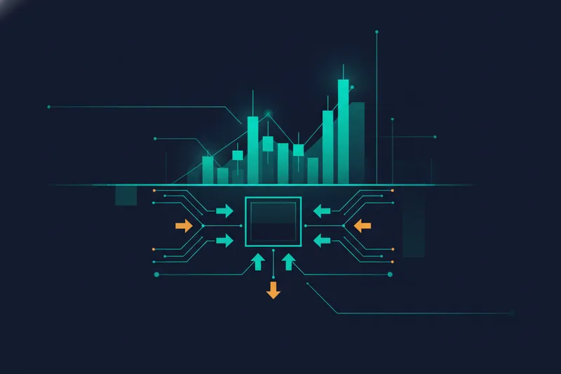 Illustration of a trading terminal with a chart and order execution