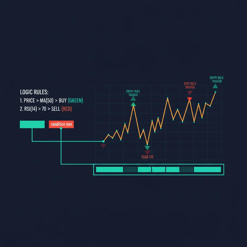 Transparent visualization of rules that trigger entries and exits on the chart