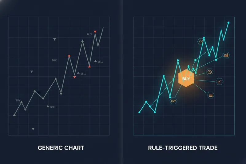 Visual debugger highlighting which rule triggered a trade on the chart