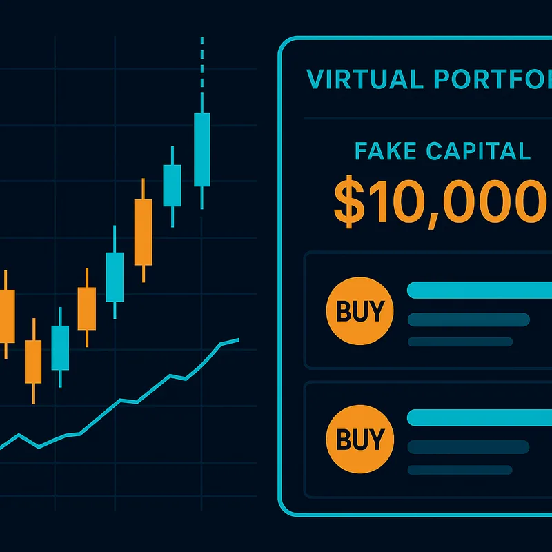 Illustration of a simulator with market data and a virtual portfolio