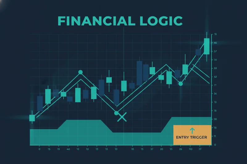 Visual example of entry triggers with price, indicators, and crossovers