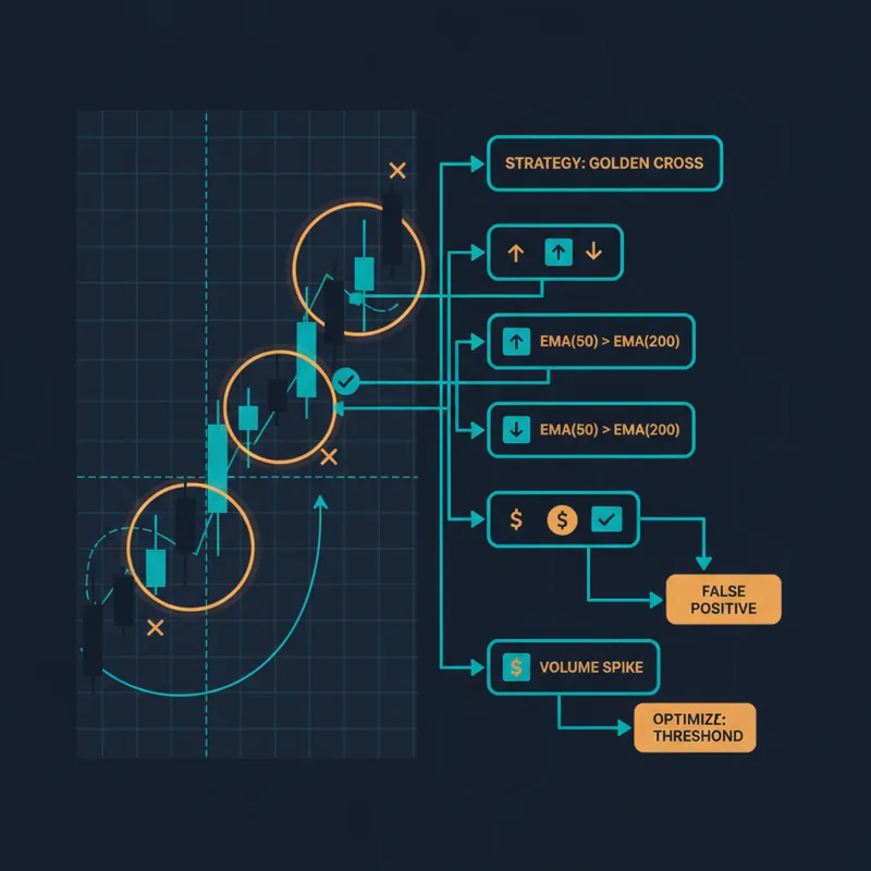Visual debugger that highlights candles where all strategy conditions are met