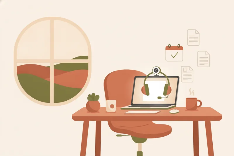 Quiet home office setup for teaching English online