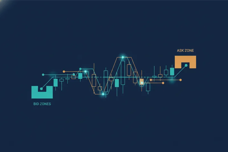 Visualization of order flow and price lines summarizing how market prices form
