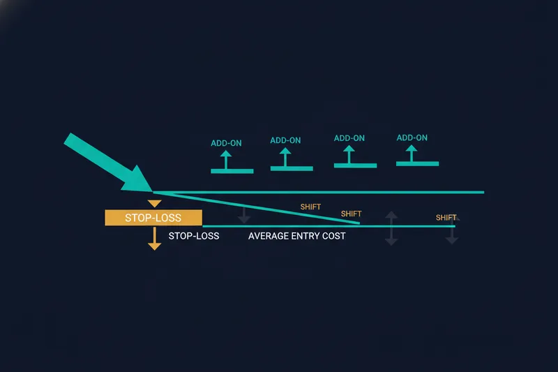 Visualization of stop-loss and averages with averaging orders in a trade