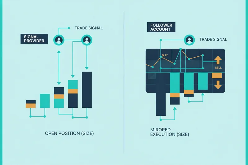 Trade replication flow from signal to follower execution