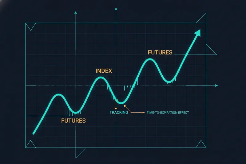 Illustration showing futures price moving almost the same as the index
