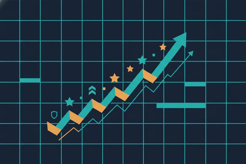 Illustration of a bull market as a sustained upward trend