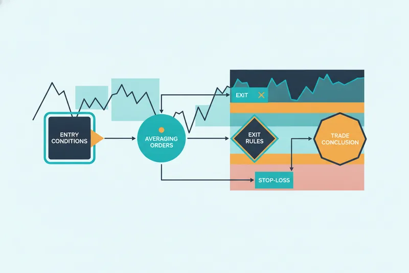 Visual map of entry conditions, averages, exit, and stop-loss