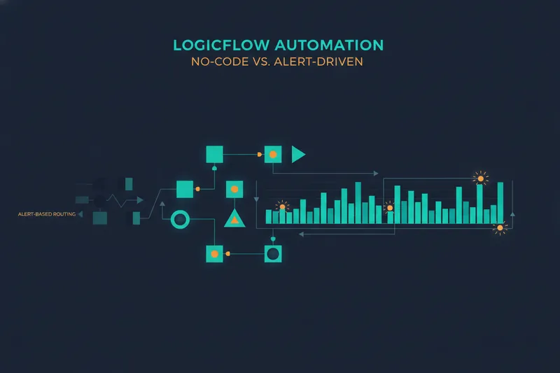 Visual logic flow connected to a chart with clear rule trigger highlights