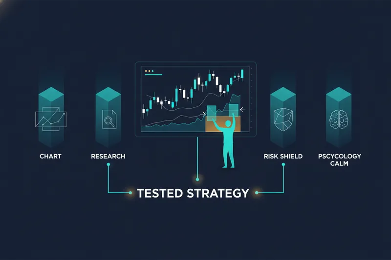 Charts linking the four learning pillars into a testable trading strategy