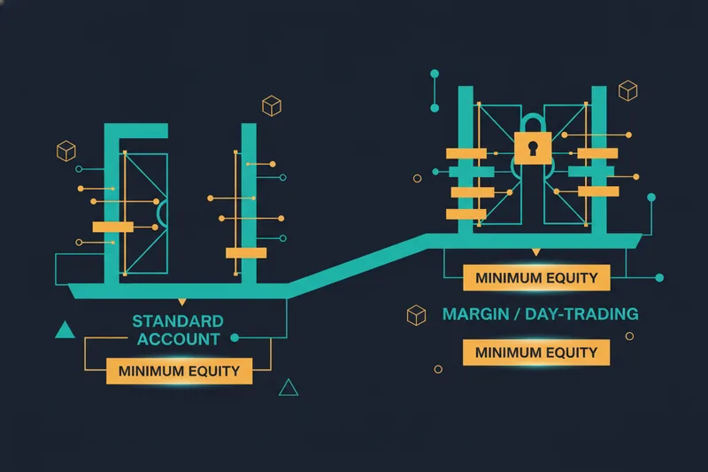Conceptual illustration of account requirements and thresholds for margin and day trading