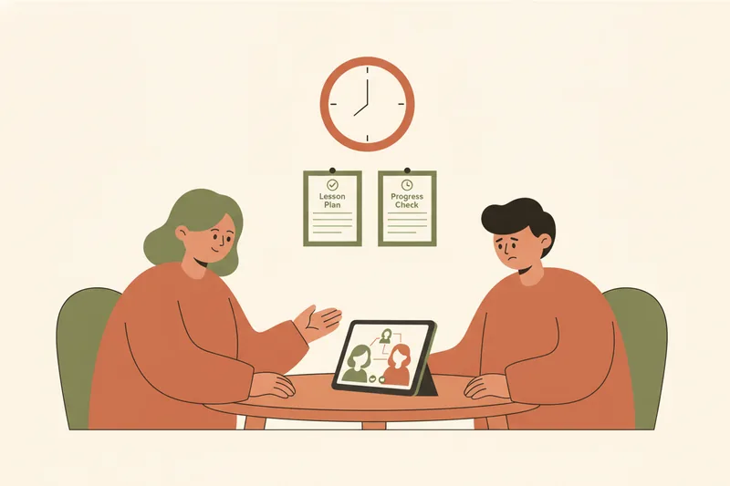 Tutor redirects a student during an online lesson without escalating conflict