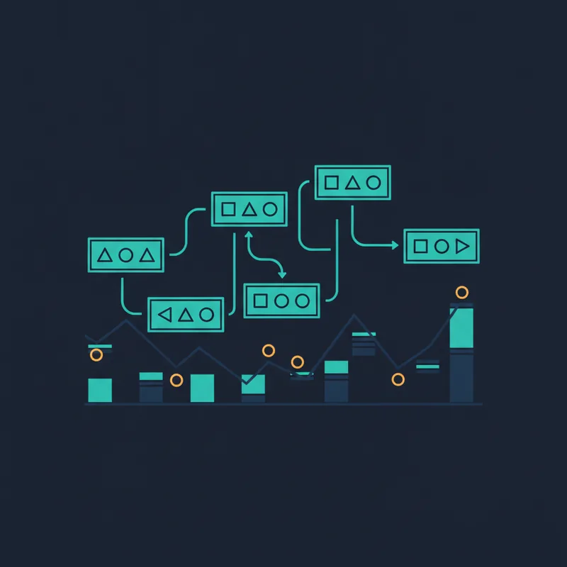 No-code visual builder showing conditions triggering on a historical chart
