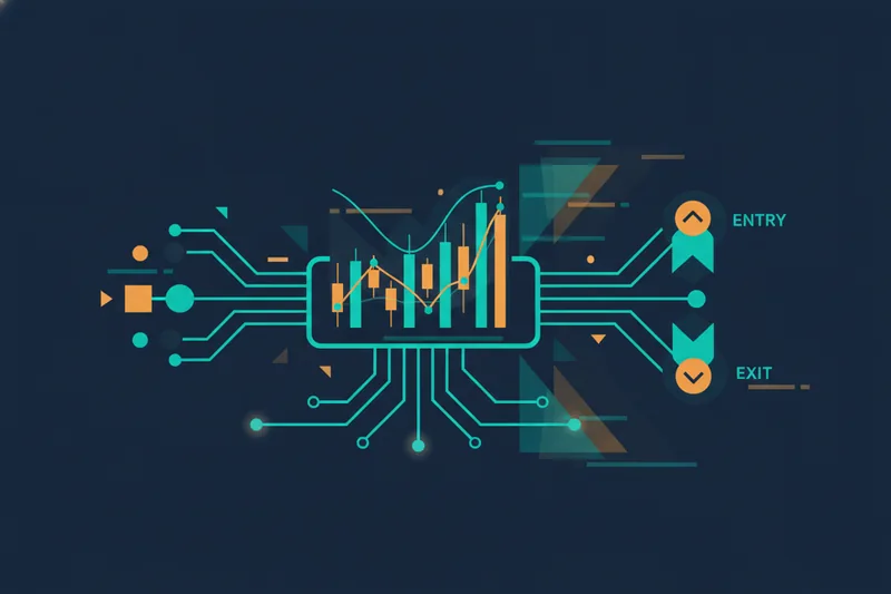 Conceptual illustration of how AI converts signals into entries and exits in scalping