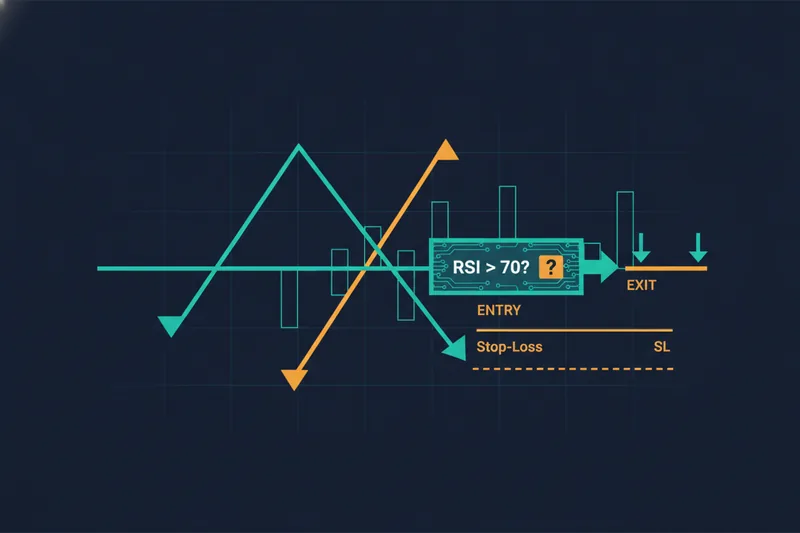 Strategy example with moving average crossover, RSI filter, entry, exit, and stop-loss