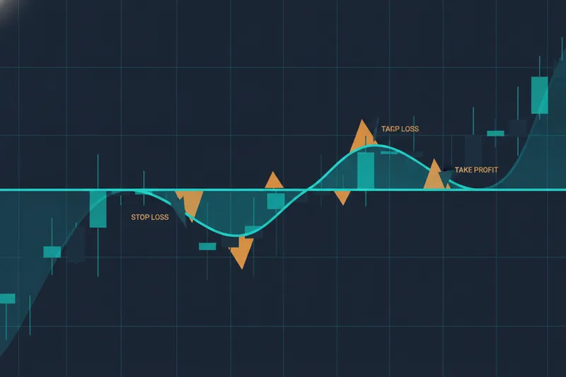 Illustration of an ATR-driven trading chart with volatility bands and risk levels