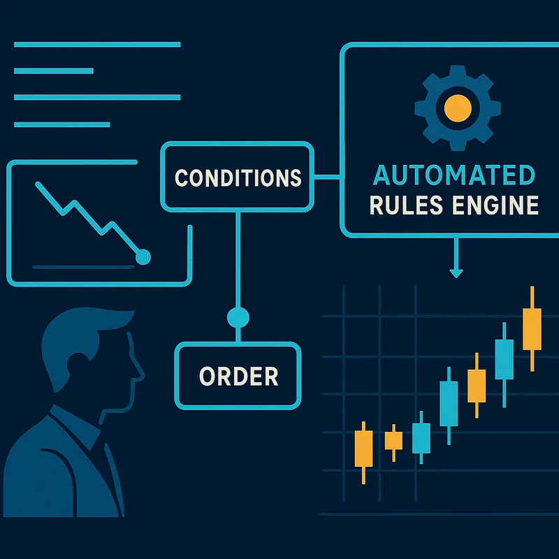 Diagram showing how rules automate entries and exits