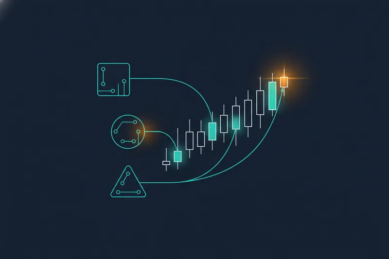 Illustration of the debugger highlighting chart zones where conditions trigger