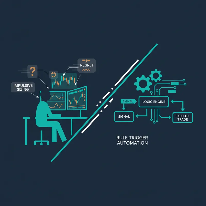 Visual comparison between manual execution with biases and rules-based execution