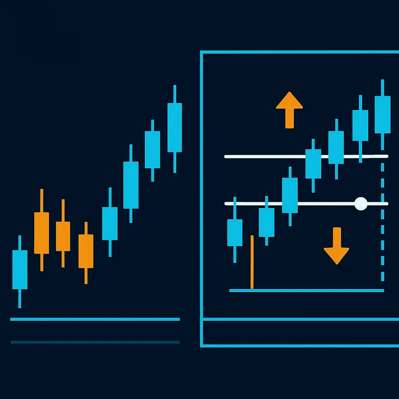 Illustration of backtesting applying rules to historical data in a chart
