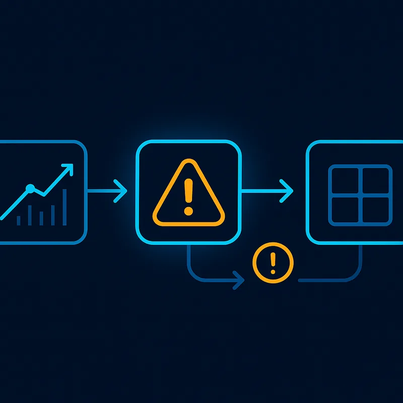 Illustration of the automation flow via alerts and webhook with failure points